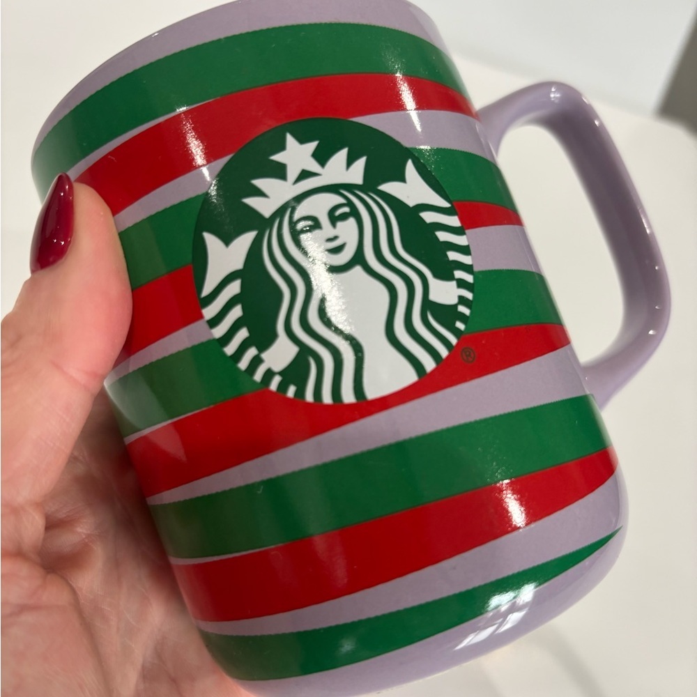 Holiday 2020 Starbucks Purple with Red And Green Stripes 11oz Ceramic Mug - Picture 10 of 13